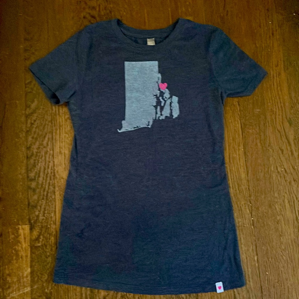 Rhode Island ❤️/ Map T-Shirt, Women’s Size Small, Navy Blue